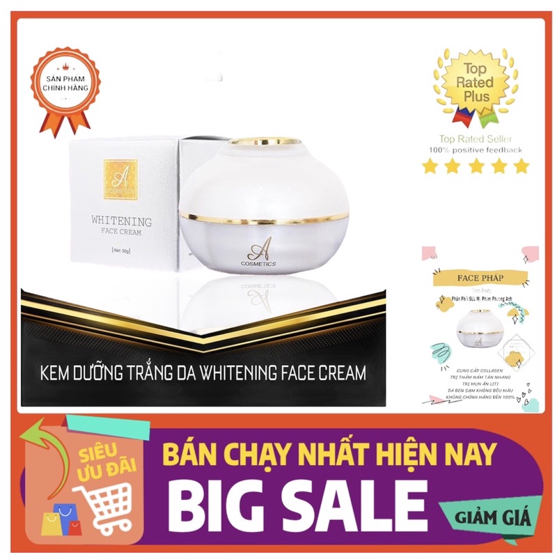 ❤ giá sỉ ❤Kem Face Pháp ACosmetics, Kem Dưỡng trắng da, ngăn ngừa mụn, thâm nám tàn nhang, 50g