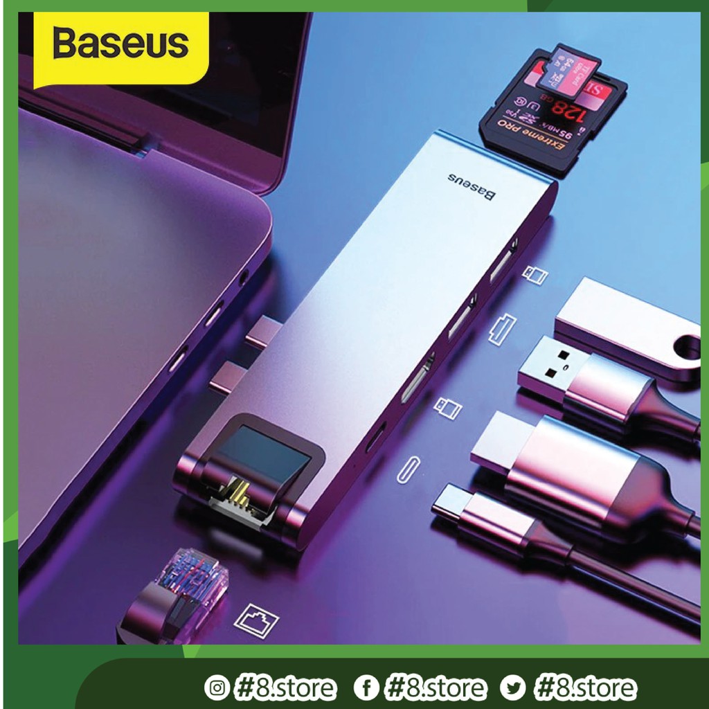 Hub chuyển Baseus Thunderbolt C Pro 7 in 1 Smart Hub cho Macbook Pro 2016/ 2017/ 2018