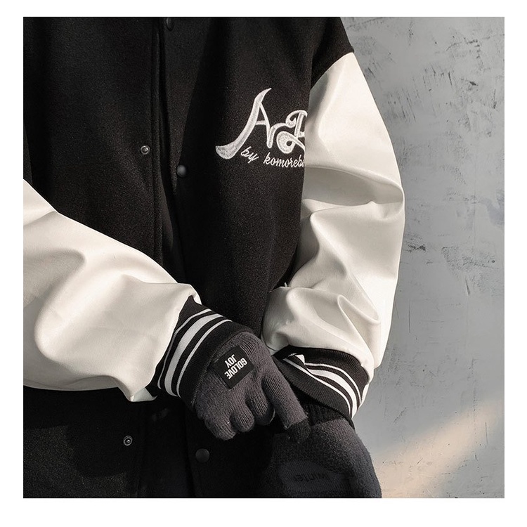 Áo Khoác Bomber Varsity Jacket BOM HOUSE Nam Nữ Chất Liệu Dạ Phối Tay Da Áo 2 Lớp Logo Thêu