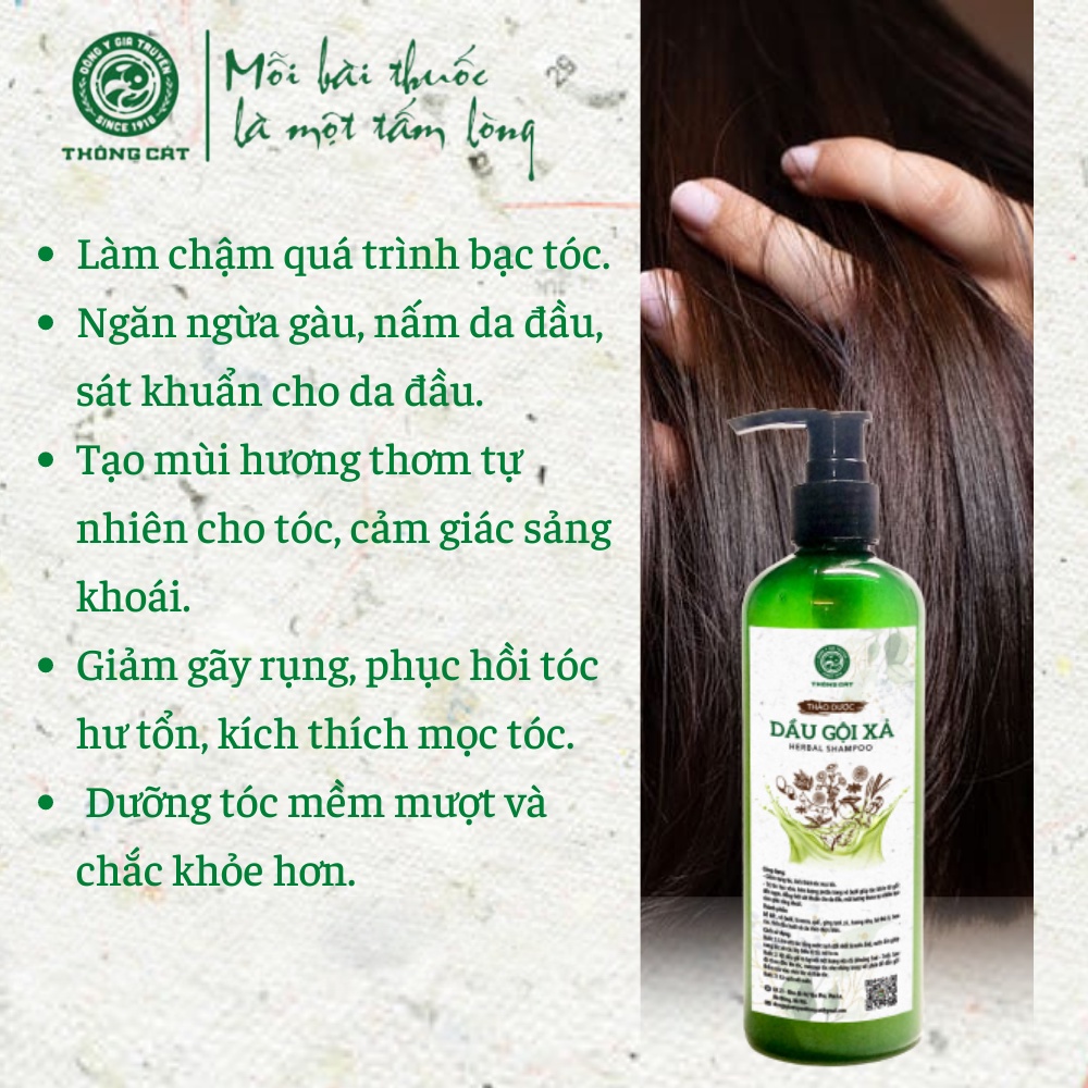 Dầu gội mượt tóc thảo mộc -Đông y gia truyền Thông Cát since1918-đem lại một mái tóc suôn mượt, chắc khỏe