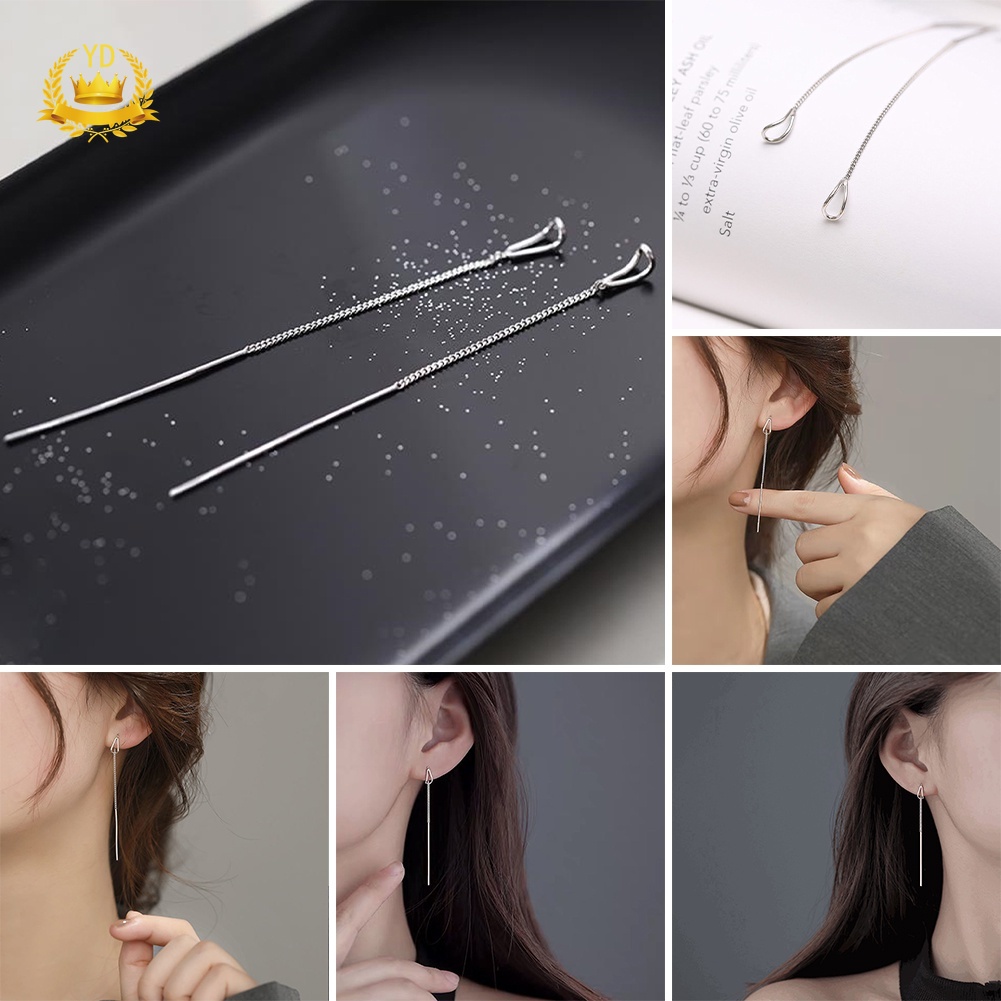 Bông tai dáng dài tua rua đơn giản thời trang cho nữ