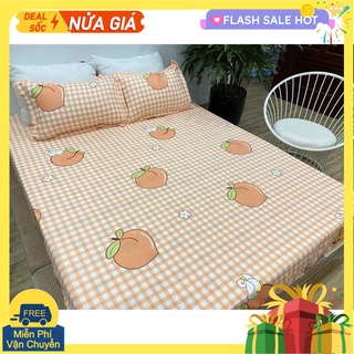 Bộ ga gối 3 món giường 1mx1m9 và 1m2x1m9 mẫu đào cam