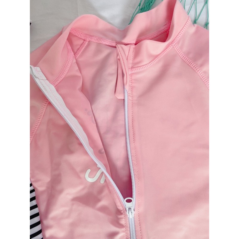 Bộ đồ bơi dài tay nữ 3 mảnh áo khoác sọc sườn quần đùi siêu đẹp | BigBuy360 - bigbuy360.vn