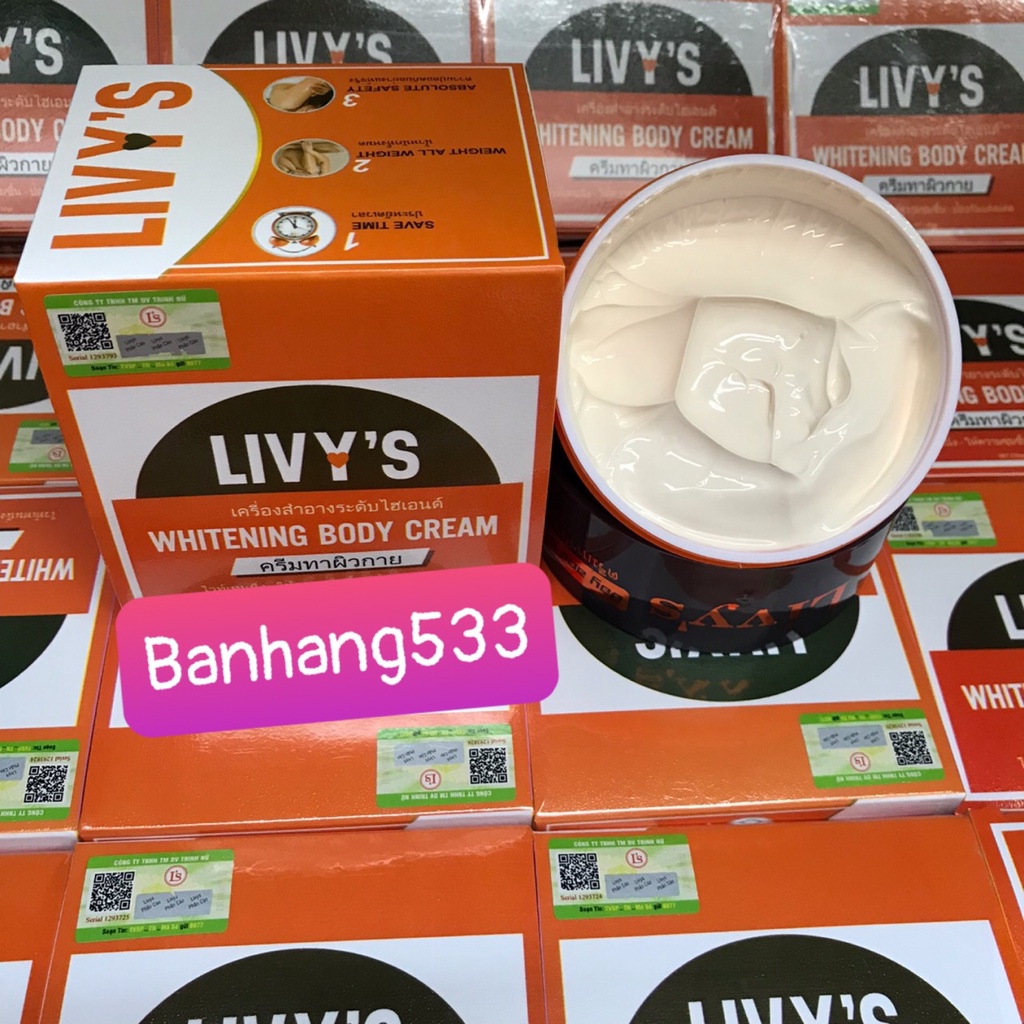 [Mới] Kem dưỡng trắng da Body Livy's Cam hương nước hoa siêu thấm nhanh