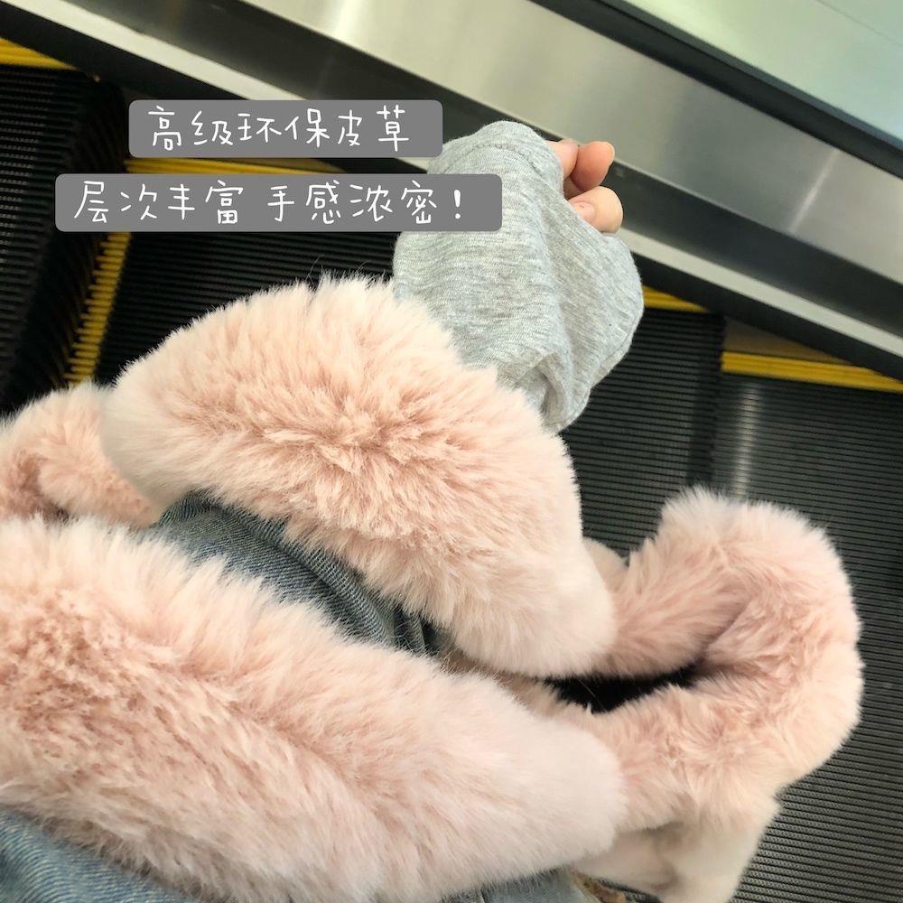 Quay Đẹp!Tương Thích Thu Đông!Túi Tote Đeo Vai Bằng Lông Thú Kích Thước Lớn Di Động Thiết Kế 2021