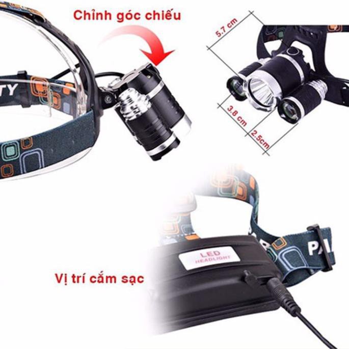 Đèn Soi Tai Đeo Trán , Đèn Đội Đầu Chống Nước , Đèn Đội Đầu Đi Đêm > Chọn ĐÈN PIN 03 BÓNG LED ĐỘI ĐẦU CREE T6 Kèm 02Pin,