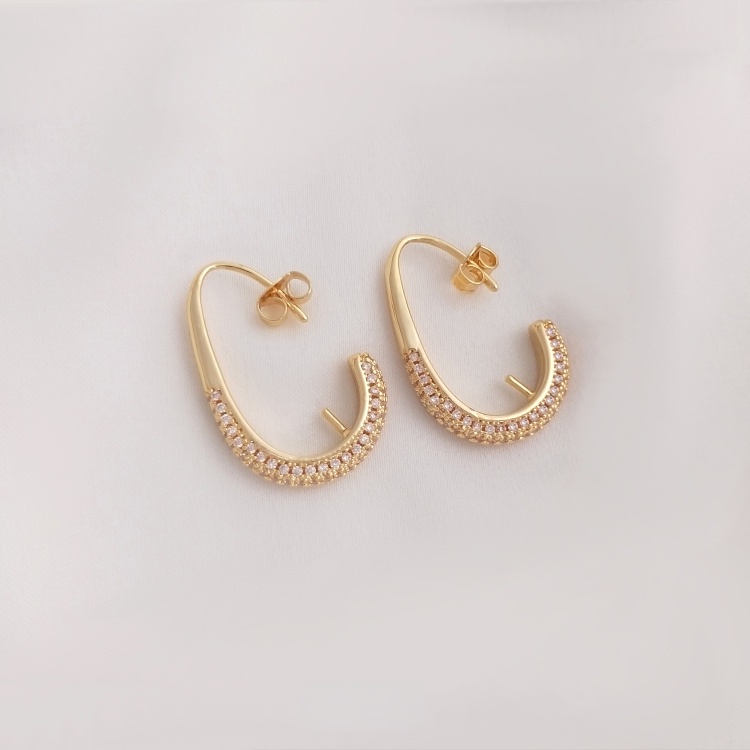 Móc Xỏ Lỗ Tai Bằng Đồng 14K Đính Ngọc Trai Pha Lê Hình Giọt Nước Màu Vàng Kim diy