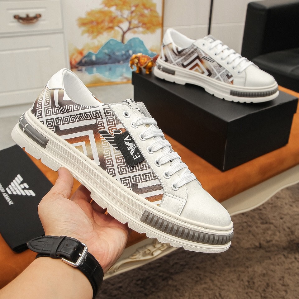 Giày sneakers nam da thật Armani thiết kế thu hút và ấn tượng, kiểu dáng phong cách, cá tính