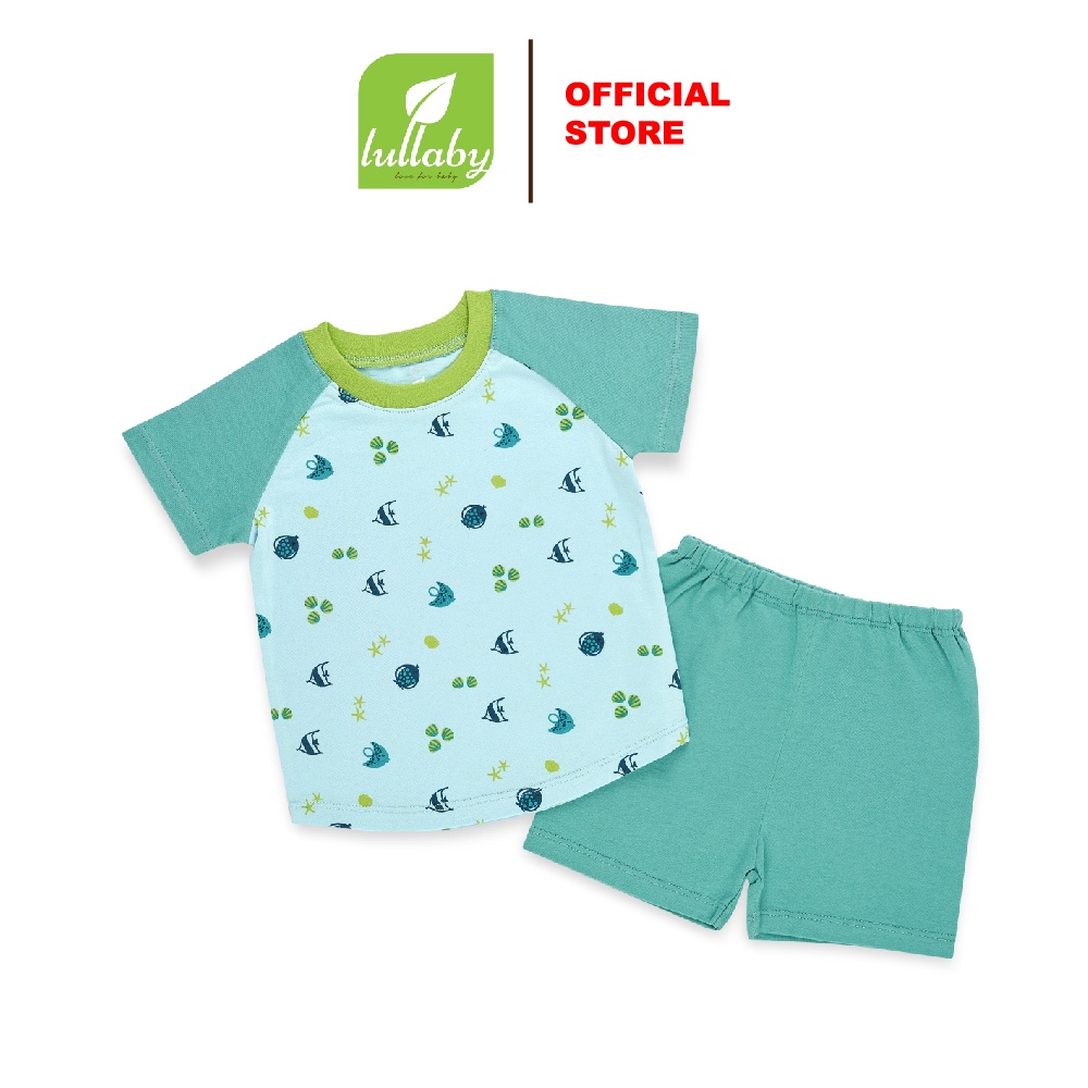 LULLABY Bộ quần áo cộc tay raglan bé trai NH343M