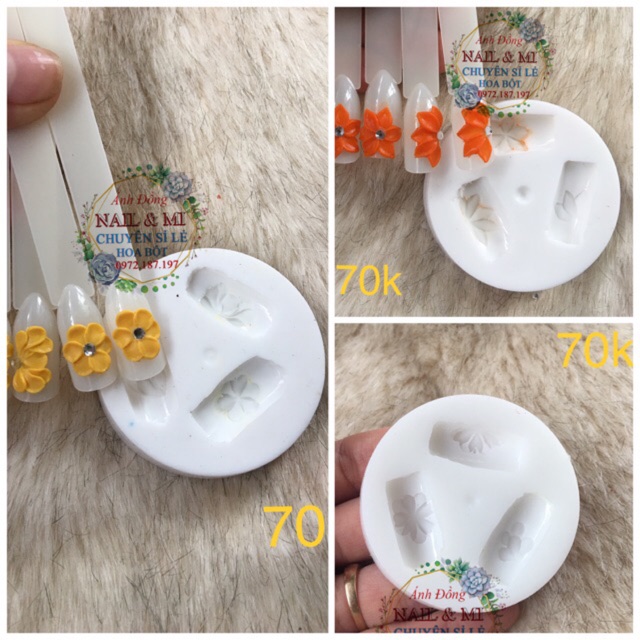 Combo 3 khuôn hoa bột 5D, khuôn hoa nail đẹp