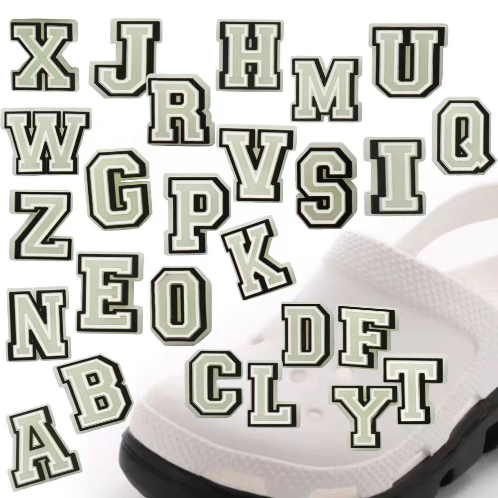 Huỳnh quang đen trắng tiếng Anh thư loạt giày trang trí cho giày trang trí