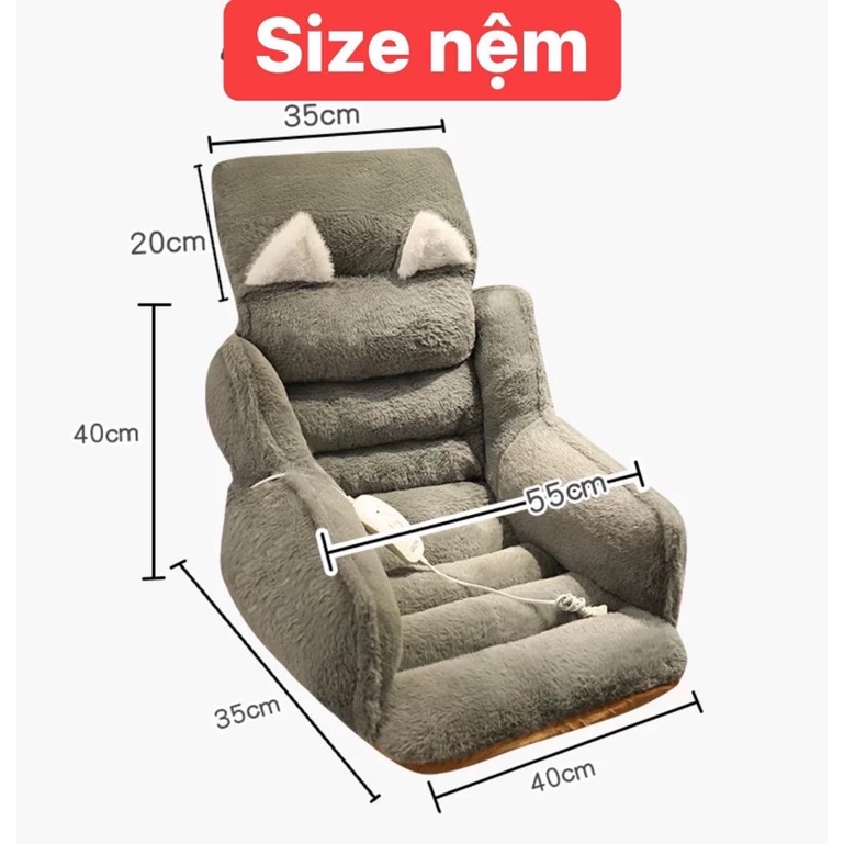 Nệm lót ngồi đệm kê lưng cho ghế văn phòng xe oto gối ôm sofa siêu to dày (Mã 01)