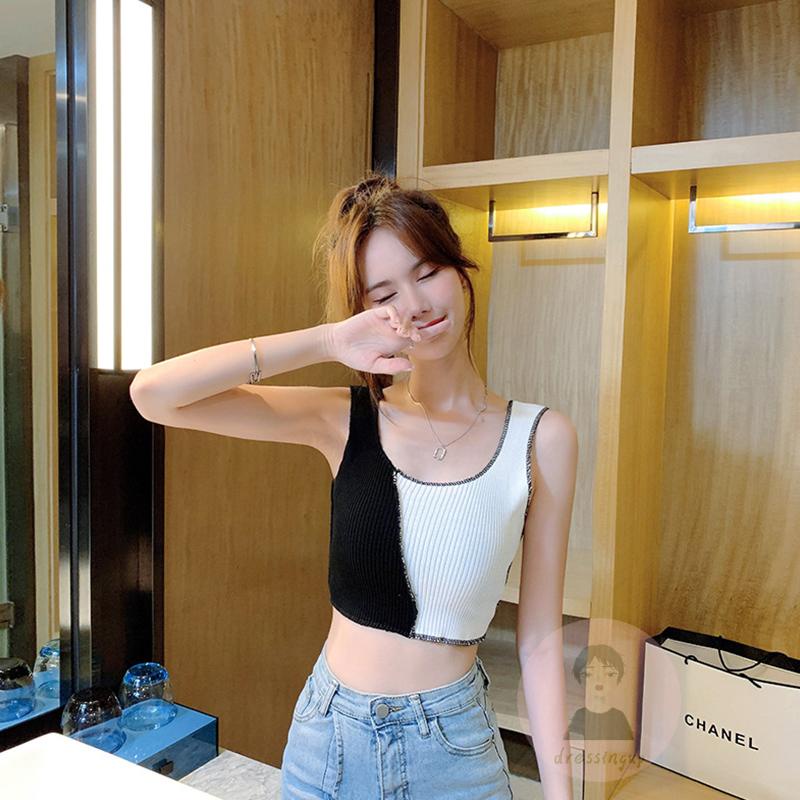 Áo Tank Top Cổ Chữ U Màu Sắc Tương Phản Thời Trang Mùa Hè Cho Nữ