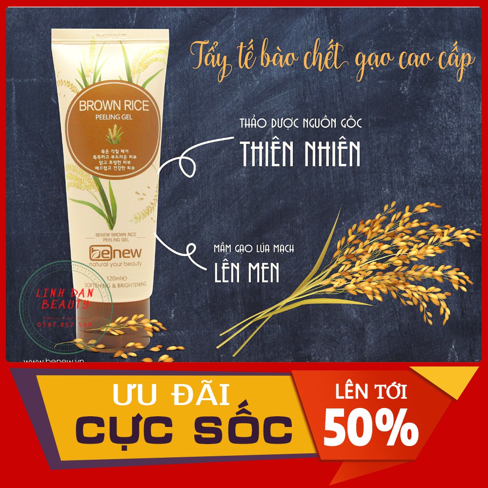 Kem tẩy tế bào chết Gạo Benew Brown Rice [Trắng da]Gel tẩy da chết tinh chất gạo Benew cho mặt Hàng công ty