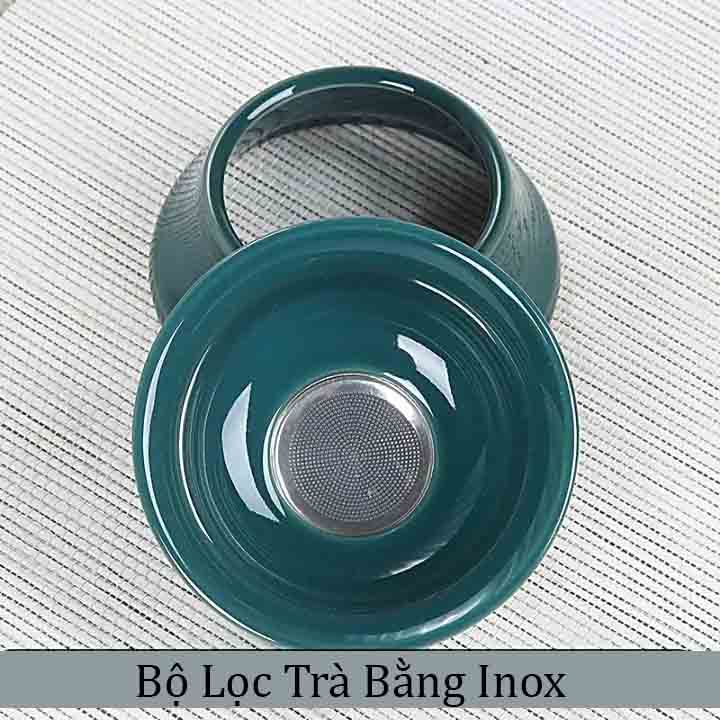 Bộ Ấm Trà Hoa Sen Cổ Điển Cao Cấp  - Kèm hộp quà tặng.