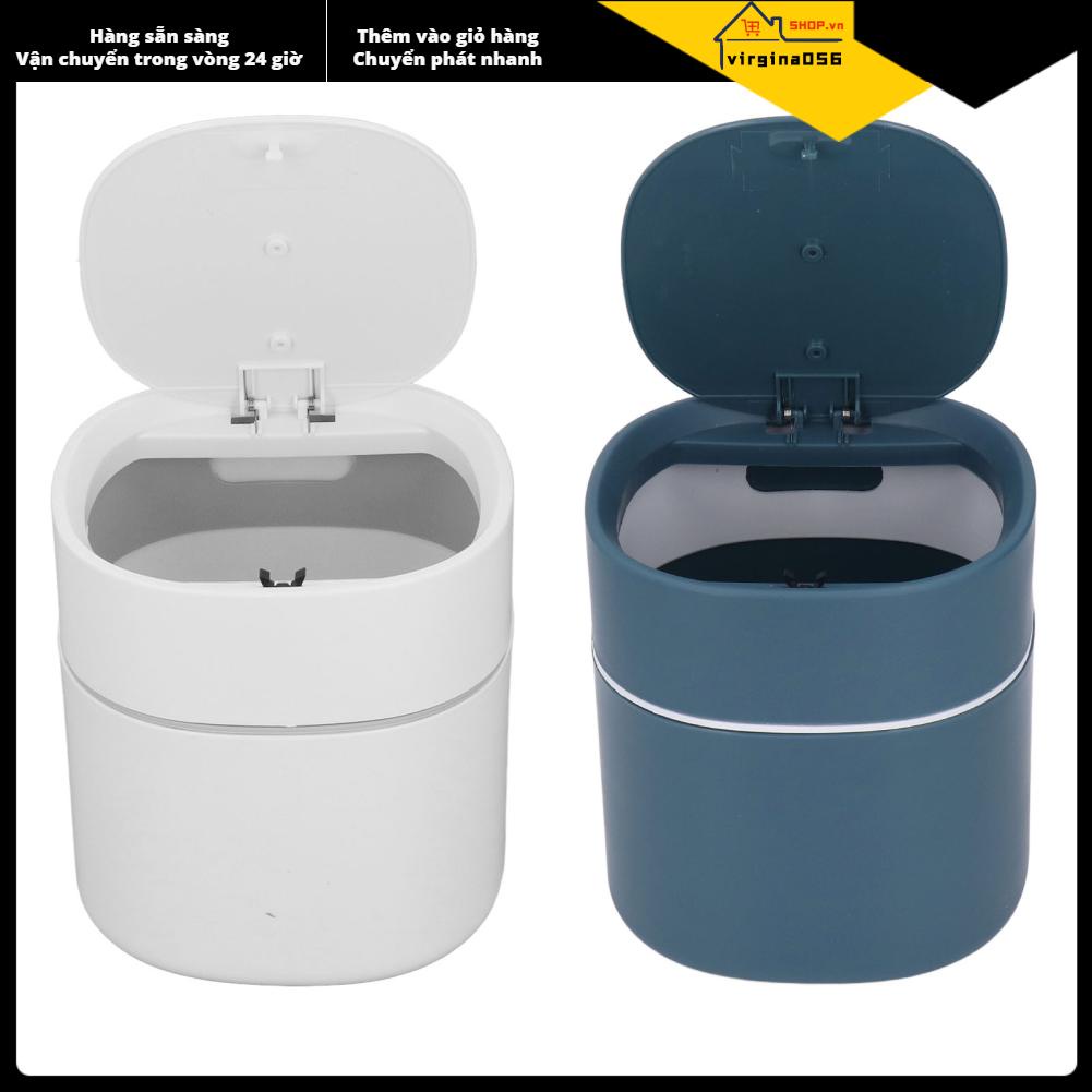 Virgina056 Thùng rác để bàn mini Có thể lưu trữ mảnh vụn làm sạch có nắp đậy cho cà phê Bàn trang điểm