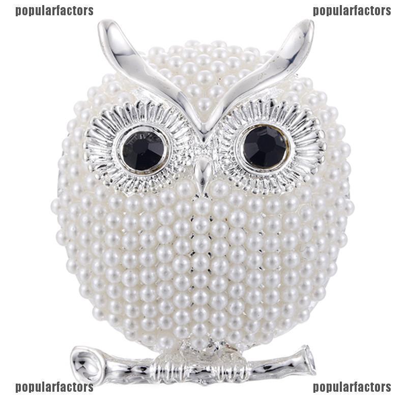 Ghim Cài Áo Hình Cú Mèo Đính Ngọc Trai Nhân Tạo