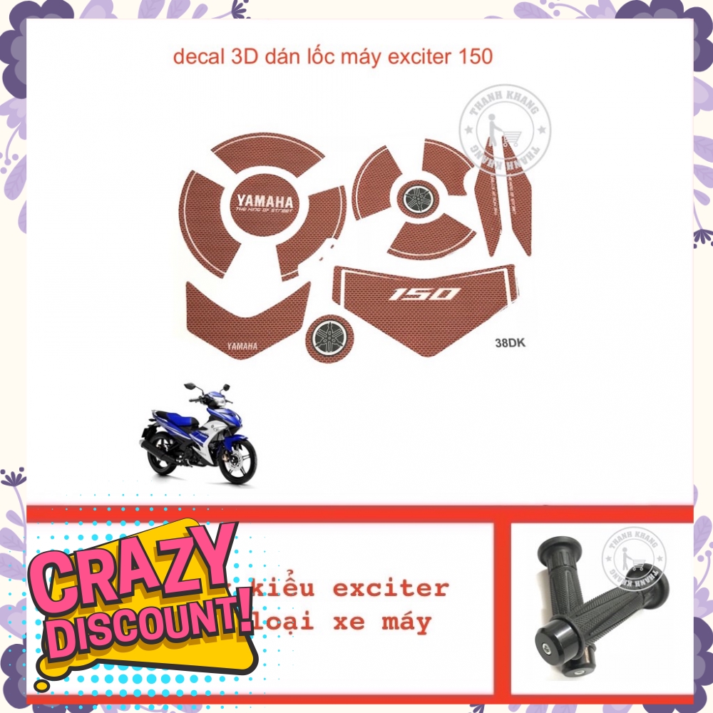 Decal 3D dán lốc máy Exciter 150 đỏ thanh khang tặng bao tay kiểu ex 135 gắn mọi loại xe máy  006000968  006001077 .