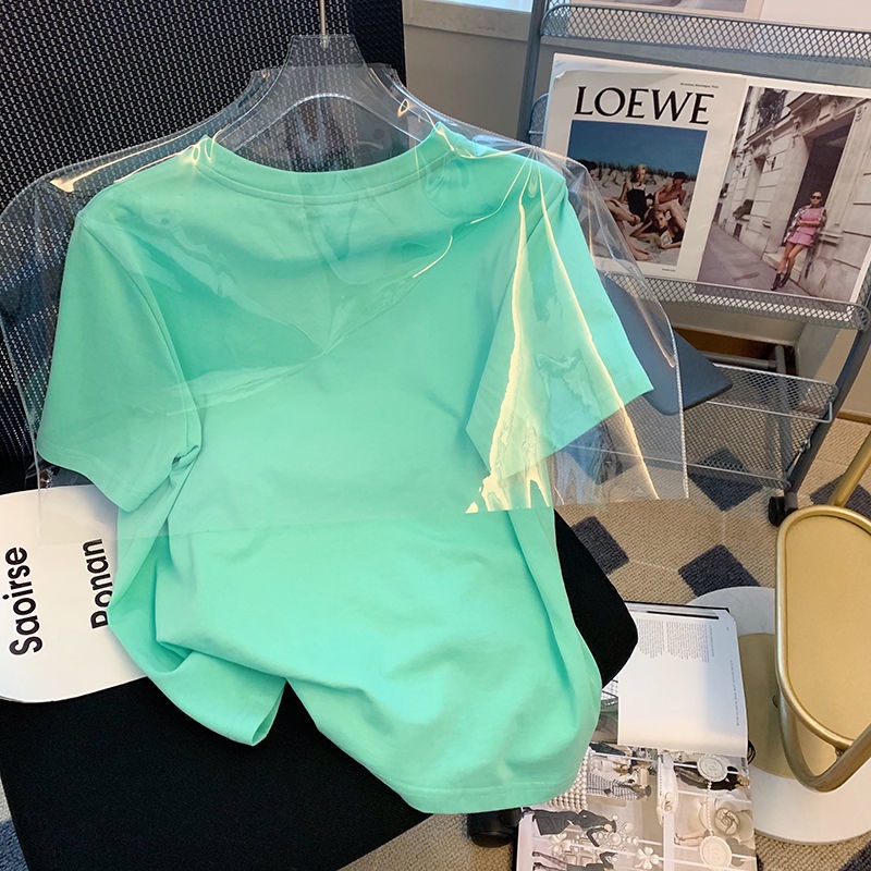 Áo Thun Cotton Họa Tiết Gấu Hoạt Hình Dễ Phối Đồ Thời Trang Mùa Hè Cho Nữ