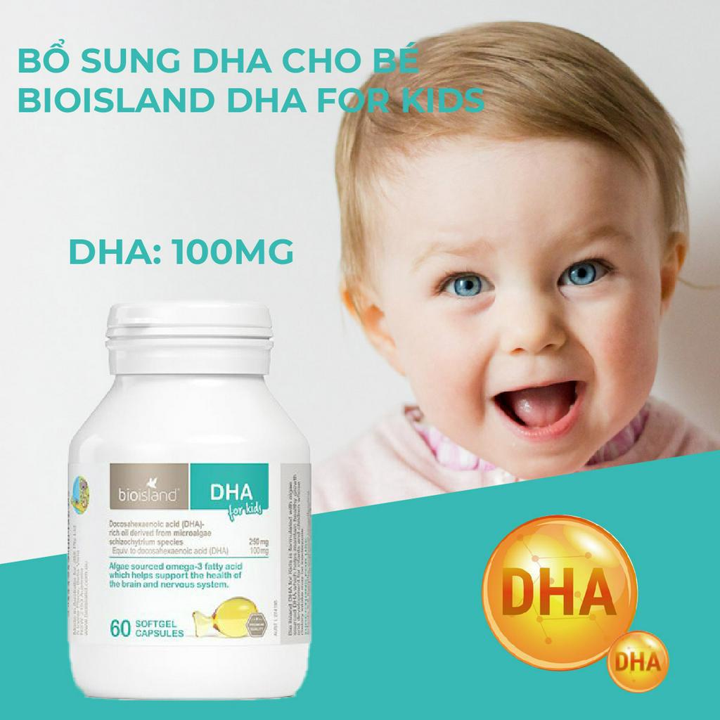 DHA cho bé Bio Island for Kids của Úc hỗ trợ tăng cường đề kháng và sự phát triển trí não của trẻ 60 viên
