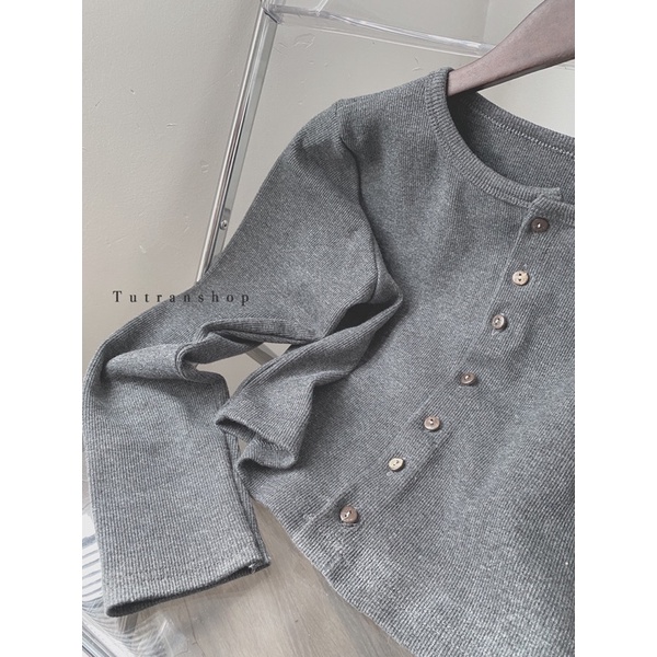 CROPTOP DÀI TAY THUN TĂM CÚC GỖ
