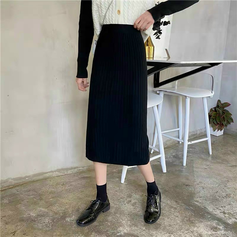 Chân Váy Dài Len Tăm Lưng Cao Xẻ Sau FreeSize Phong Cách Hàn Quốc Chất Len Mềm Dày Dặn 2021 C. Novembre CV01 | BigBuy360 - bigbuy360.vn