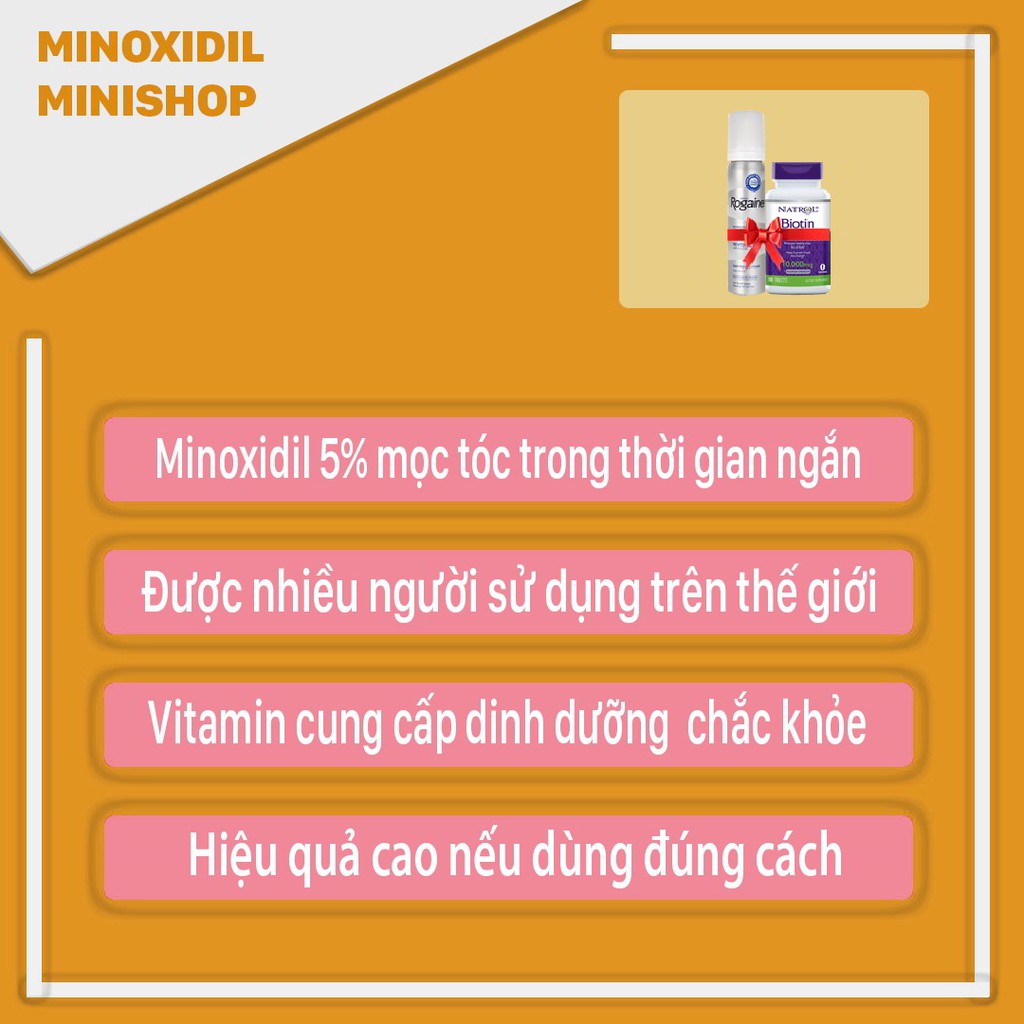 Minoxidil 5% Mọc Râu Dạng Bọt Rogaine Combo Biotin