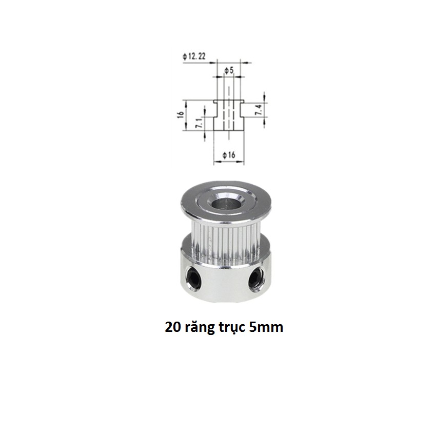 Puli GT2 trục 5mm 20 răng