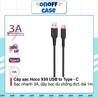 Cáp Sạc Nhanh 3A Hoco X59 Chân Type-C Dây Dù Siêu Bền Hỗ Trợ Truyền Dữ Liệu Dài 1M Cho Android - Hàng Chính Hãng