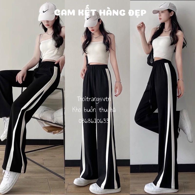 Quần Suông Ống Rộng Chạy Sọc Chữ V Dài Trùm Giày
