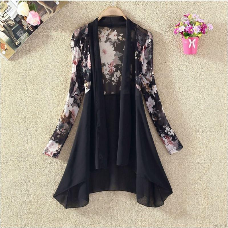 Áo khoác Cardigan họa tiết hoa thời trang phong cách cho nữ