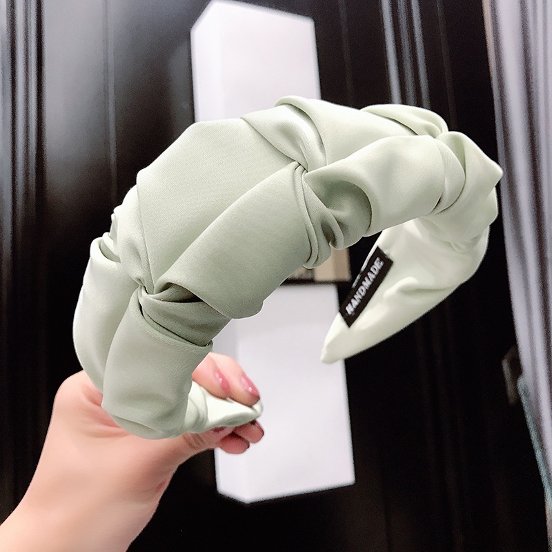 Băng Đô Cài Tóc Bản Rộng Bằng Vải Màu Trơn Phong Cách Ngọt Ngào Cho Nữ