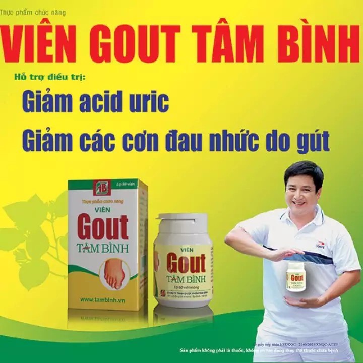 Viên Gout Tâm Bình - Hỗ trợ giảm axit uric, giảm đau do chứng bệnh gout, đau xương khớp