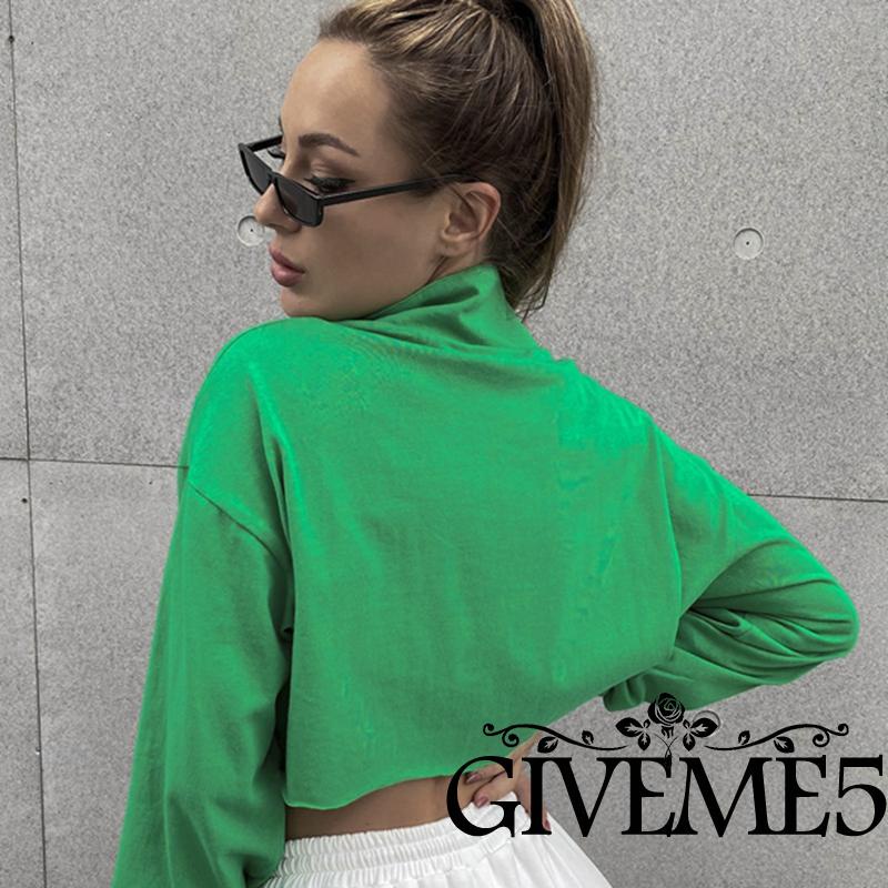 Áo Croptop Tay Dài In Hình Đầu Lâu Sáng Tạo Có Khóa Kéo Cho Nữ