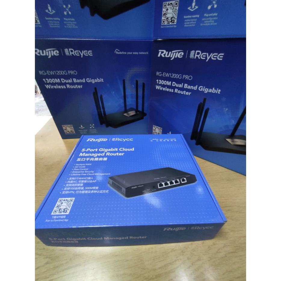 Thiết bị cân bằng tải thông minh 100 user, Ruijie RG-EG105G V2, 4 cổng Lan, 1 WAN, 600Mbps, quản lý qua app