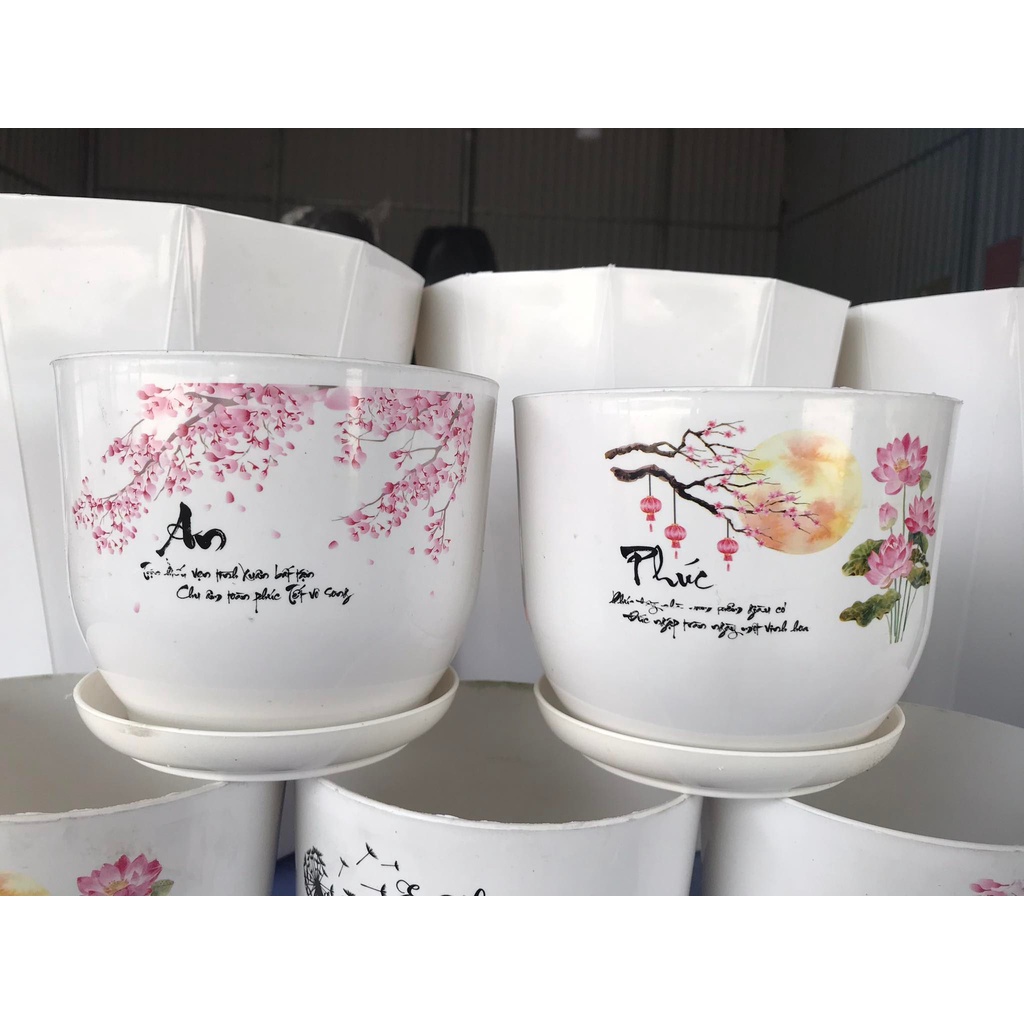 Chậu nhựa trồng cây để bàn xinh xắn rông 13cm - cao 12cm