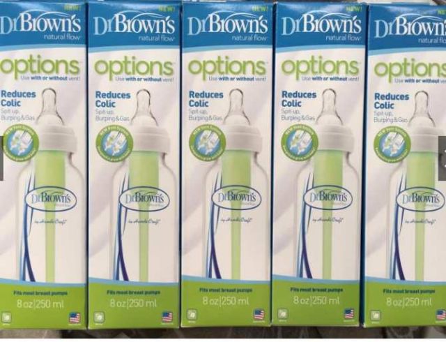 Bình sữa cổ thường Dr Brown Option nhựa PP - Made in USA (60ml , 120ml, 250ml)