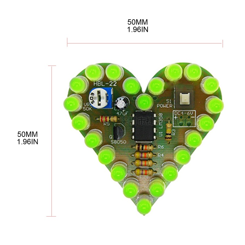 Bộ Đèn Hơi Thở Hình Trái Tim DIY DC 5V Cho Bộ Đèn LED Đỏ Xanh Lam Gr