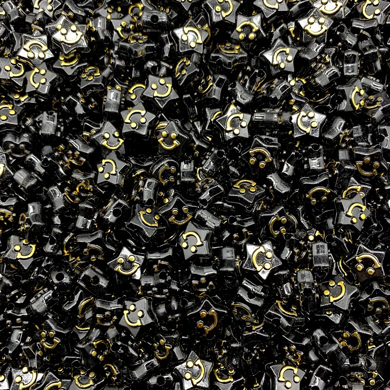 Bộ 50 Hạt Nhựa 12mm Hình Ngôi Sao Mặt Cười Dùng Làm Trang Sức