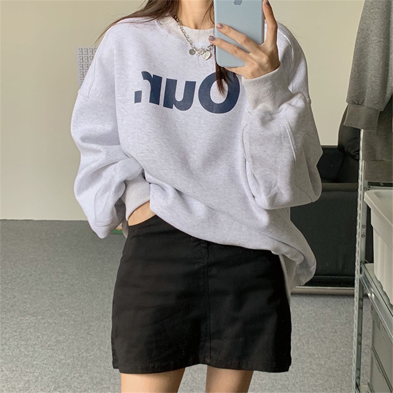 NRVP Áo Hoodie Dáng Rộng Thời Trang Hàn Quốc Đơn Giản Cá Tính Cho Nữ