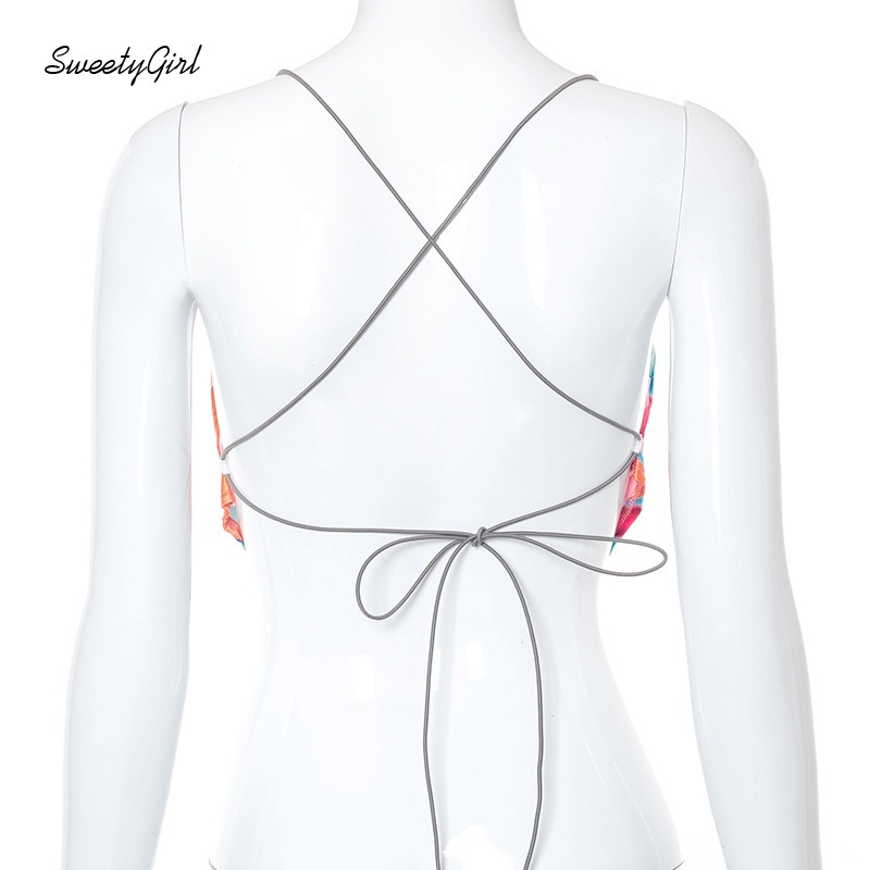 Áo Tank Top Hai Dây Màu Sắc Tương Phản Quyến Rũ Cho Nữ