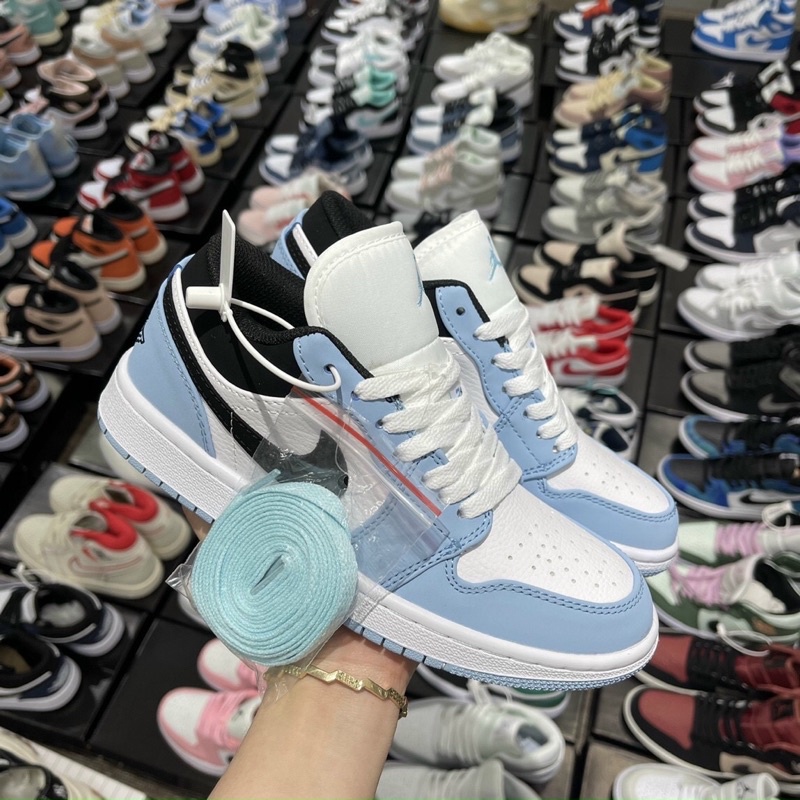 Giày Jordan blue cổ thấp  ❤️tặng kèm dây❤️ giày thể thao nam nữ sneaker jd 1 xanh dương hàng 11 full bõ