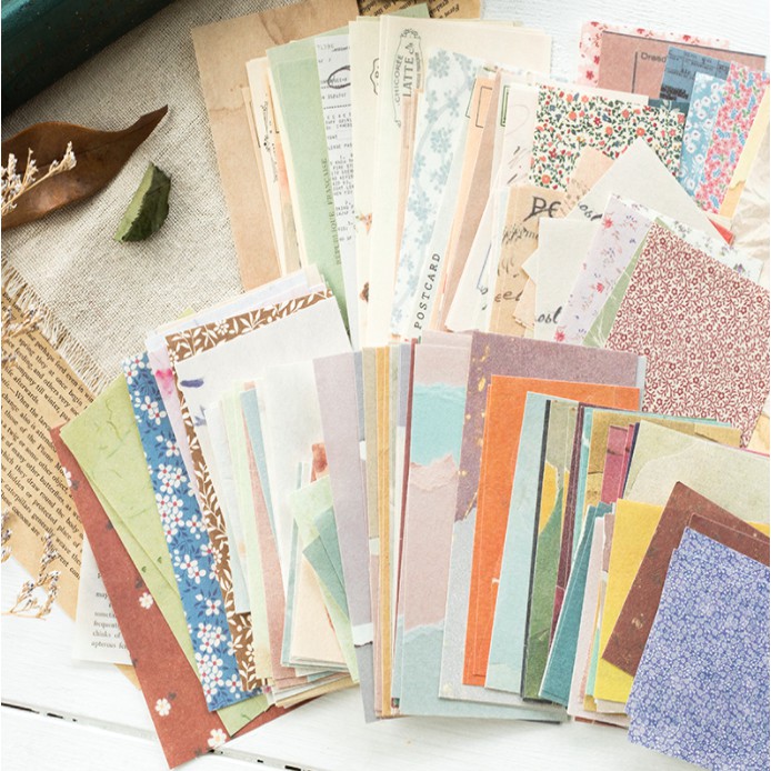 Túi 60 giấy nền hoa lá giấy kraft phong cách vintage Yanji Cottage garden BNN027