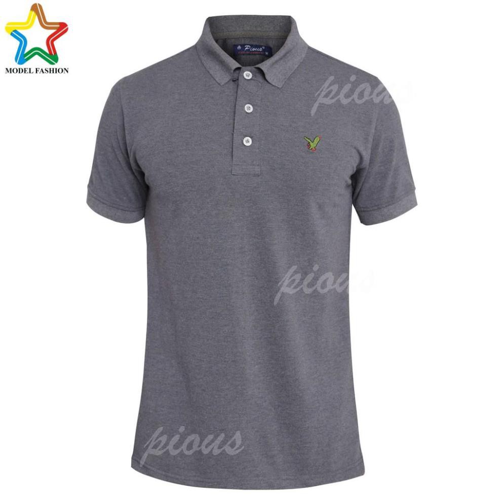 Áo thun nam cá sấu cotton cao cấp trơn ngắn tay HLS (màu xám đậm)
