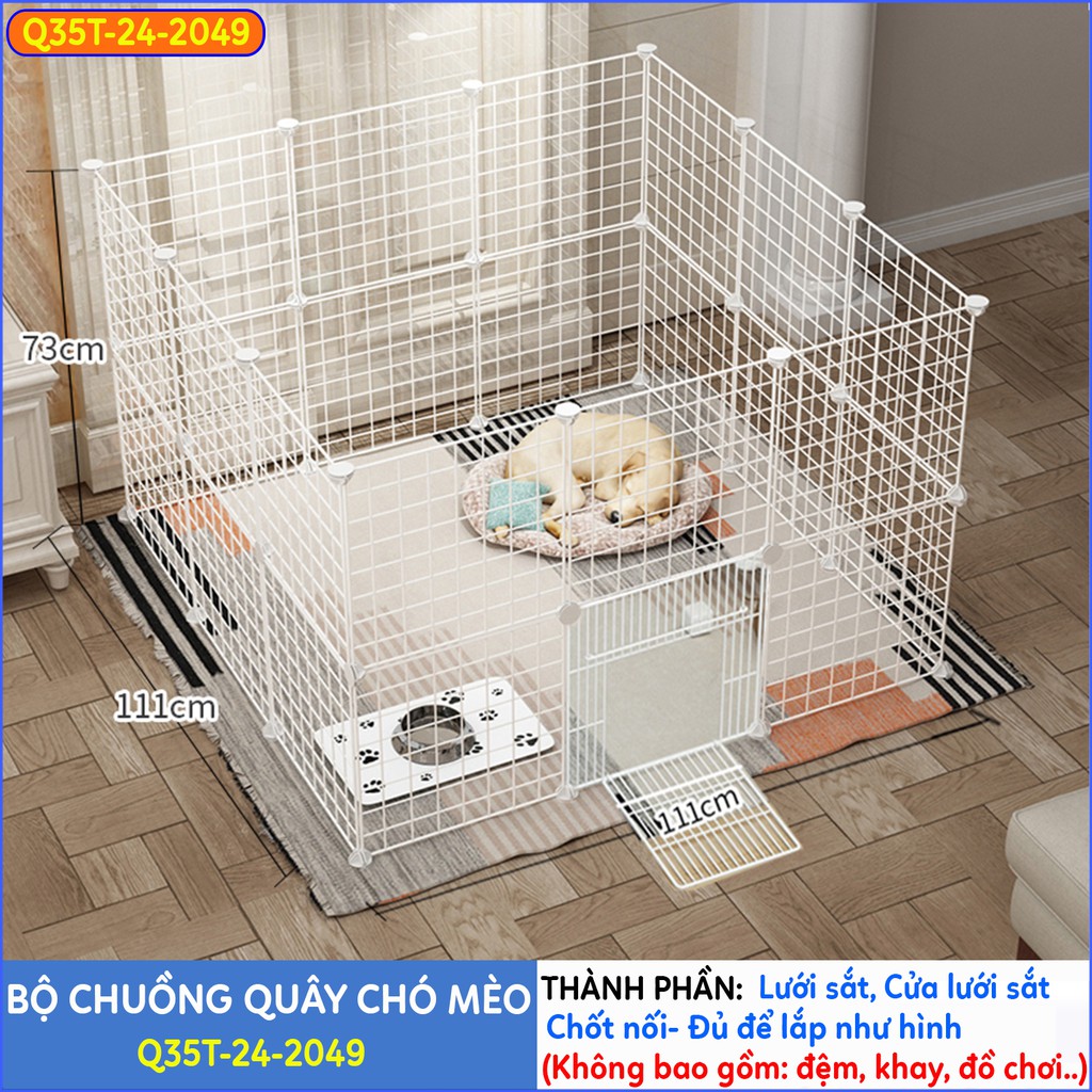 [TẶNG CHỐT+ VÒNG LỤC LẠC] Chuồng quây chó mèo thú cưng lắp ghép bằng tấm lưới sắt thép bán sỉ lẻ theo miếng