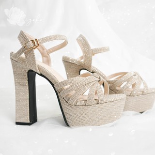 Giày cưới sandal đế vuông Kiyoko cao 13cm