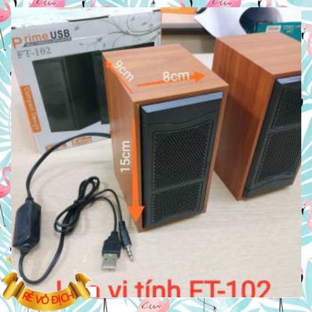 Loa máy tính giá rẻ (Xả Kho) Loa Vi Tính FT-102 (Vỏ Gỗ) - Hàng Nhập Khẩu Chính Hãng Cao Cấp - Kết Nối USB Và Jack 3.5mm 