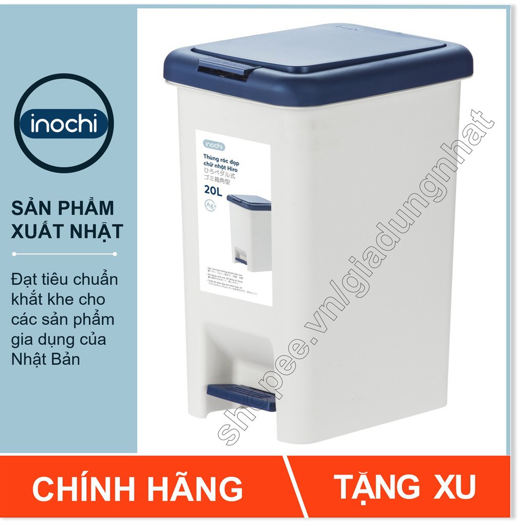 Thùng Rác Nhựa Đạp Chân Nắp Đậy Chữ Nhật Inochi 20 Lít Làm Sọt Rác Văn Phòng,Đựng Rác Gia Đình, Trong Nhà, Ngoài Trời