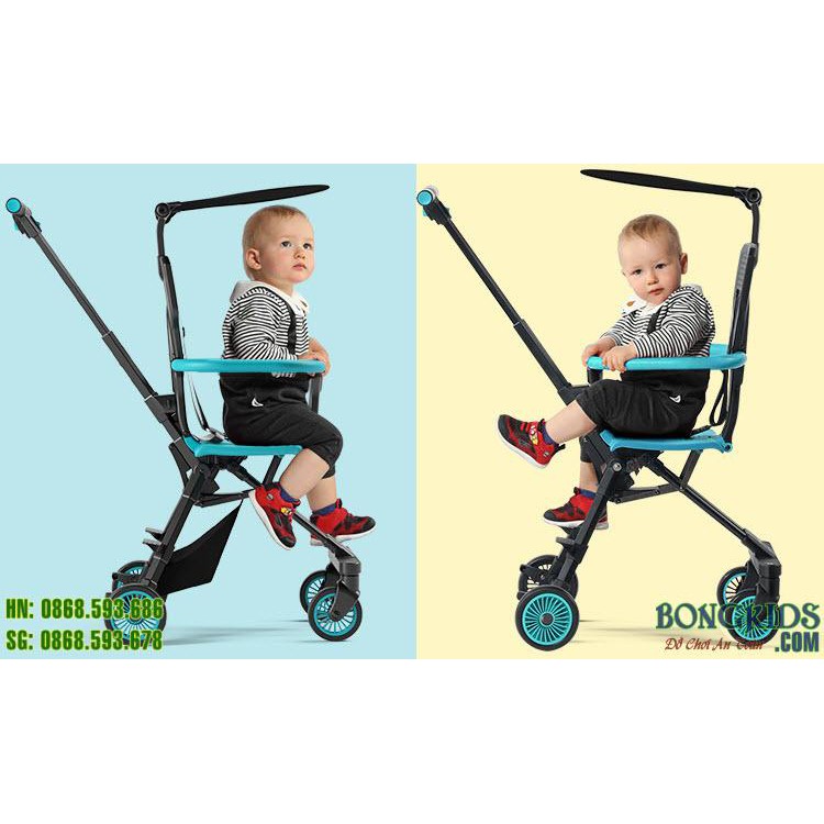 Xe đẩy 2 chiều siêu gọn nhẹ, có mái che cho bé (chỉ hơn 3kg, cho vào vali được) X1 Playkids new