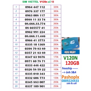 SIM VIETTEL SỐ ĐẸP V120N 18